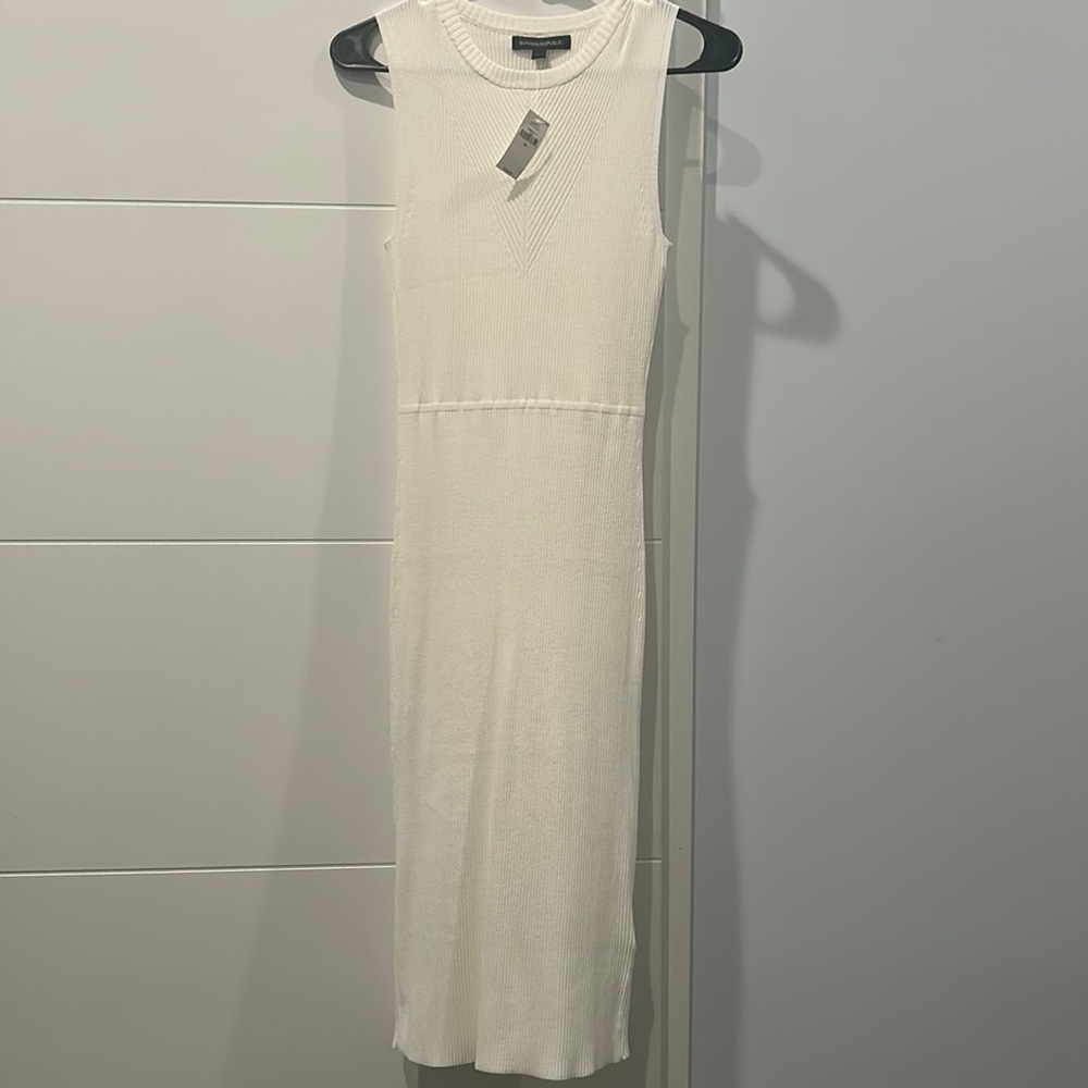 Banana Republic mid length white dress.